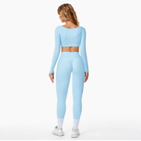 Crop Top Manga Larga Azul - Imagen 2
