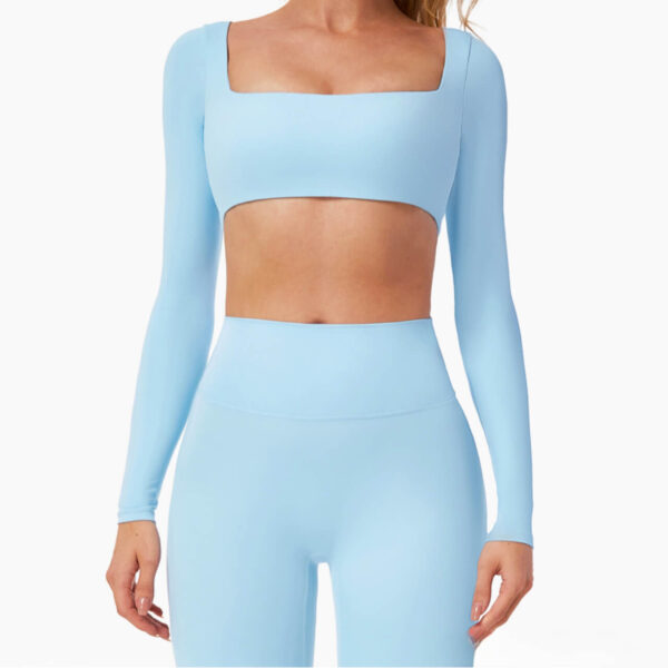 Crop Top Manga Larga Azul - Imagen 3